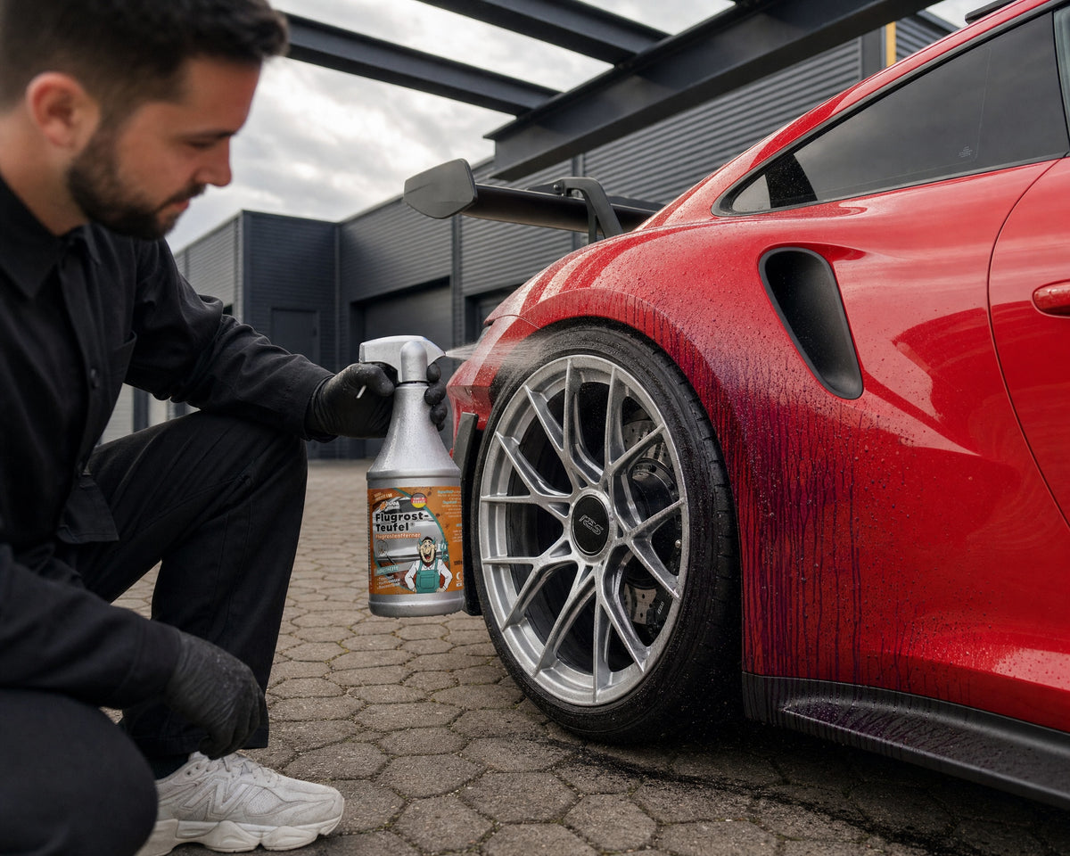 Detailing1 TUGA Chemie Flugrost-Teufel® Flugrostentferner 1000 ml / 1 Liter — Flugrost am Lack violett gelöst, Hero Desktop