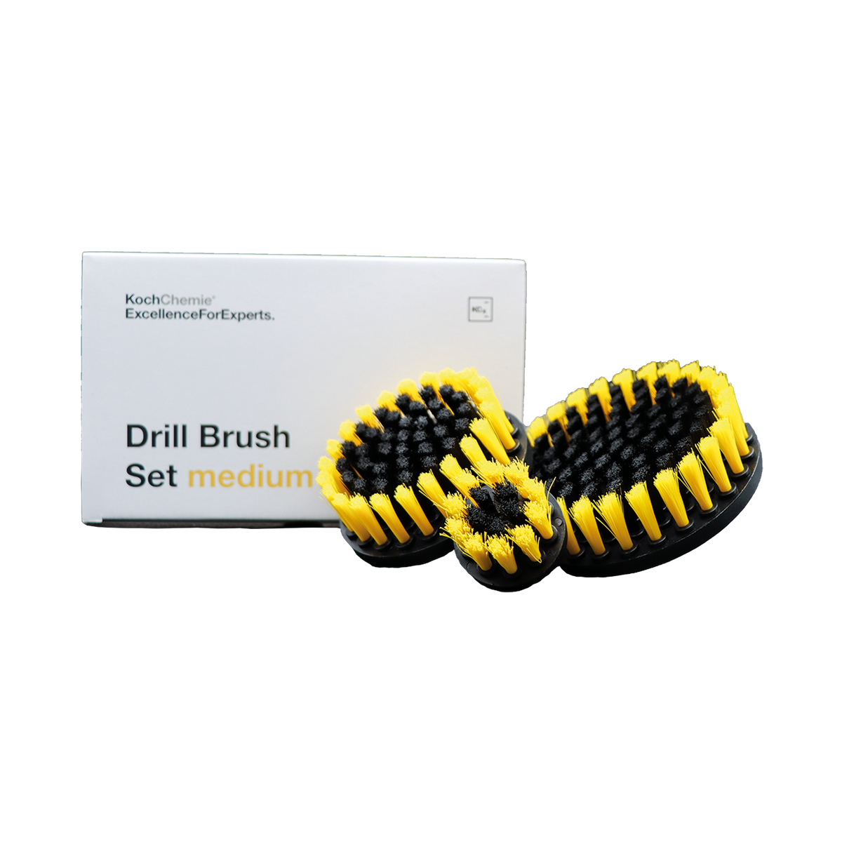 Koch-Chemie Drill Brush Set "Medium" — Mittelharte Bürstenaufsätze für Bohrschrauber (Gelb) 3-teiliges Set / Medium (Mittelhart) / Gelb