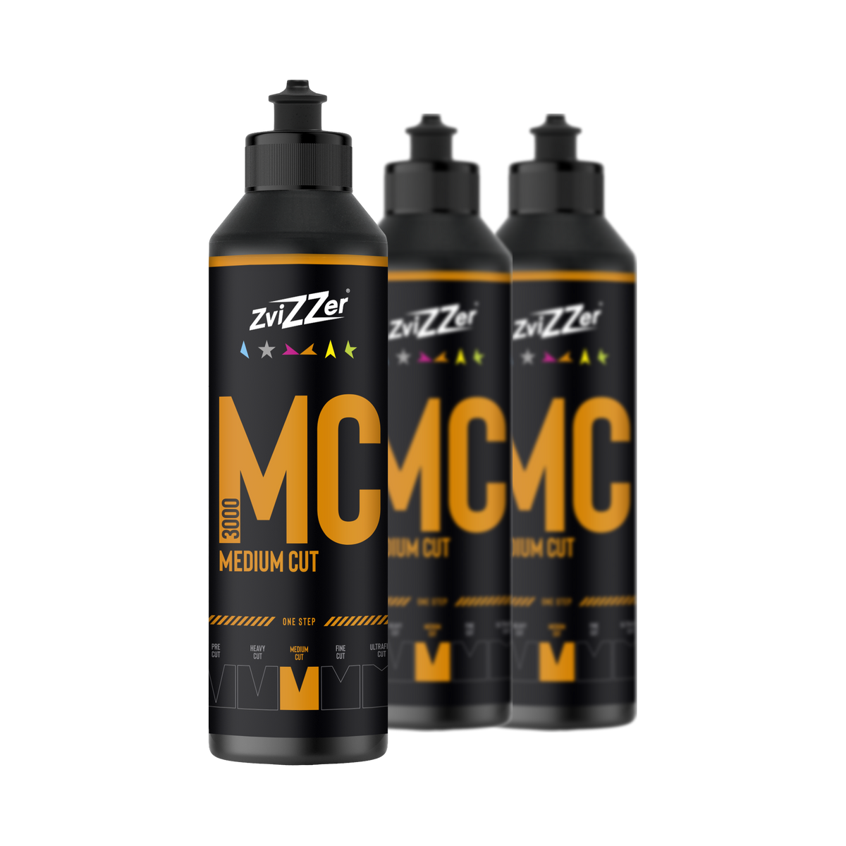 ZviZZer MC 3000 "Medium Cut" (Orange) — One-Step-Politur 250 ml / 3er-Set