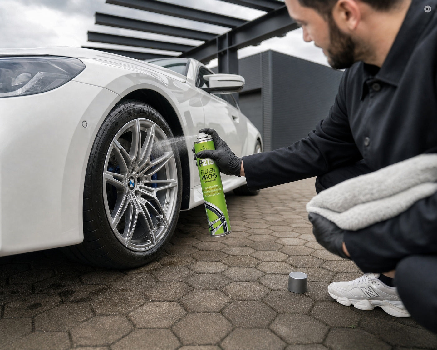 Detailing1 Dr. Wack P21S Felgen-Wachs: Felgenversiegelung am BMW M2 unter dem Carport (Desktop)