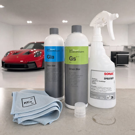 Detailing1 Auto-Reinigungsset "Innenraum" — Koch-Chemie Green Star „Gs“ 1 Liter + Dosing Cap + Koch-Chemie Glas Star „Gla“ 1