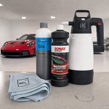 Detailing1 Auto-Reinigungsset "Innenraum" — SONAX PROFILINE MultiStar 1 Liter + Koch-Chemie Glas Star „Gla“ 1 Liter + Pro Gla
