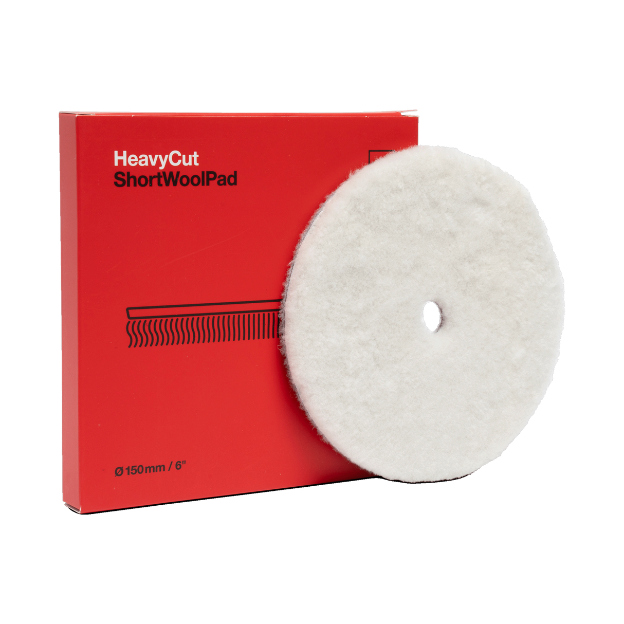 Koch-Chemie Heavy Cut "Short" Wool Pad — Lammfell-Polierpad "Rot" (Kurzflorig) 1 Stück / Ø 150 mm / Rot