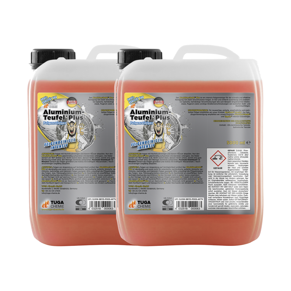 Detailing1 TUGA Chemie Aluminium-Teufel® (Rot) Felgenreiniger — 2× 5 Liter Vorteilsset