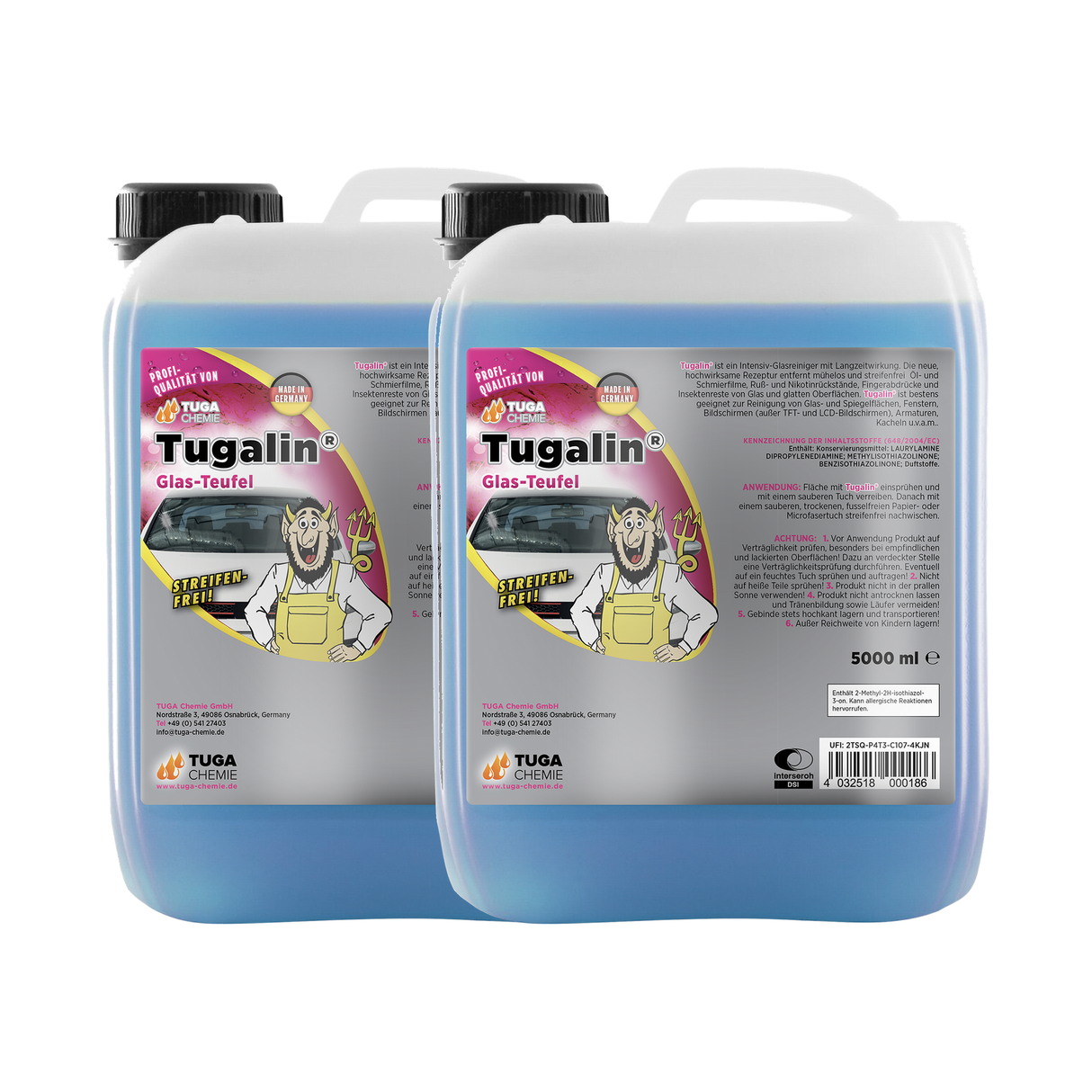 Detailing1 TUGA Chemie Tugalin® "Glas-Teufel" Glasreiniger — 2× 5 Liter Vorteilsset